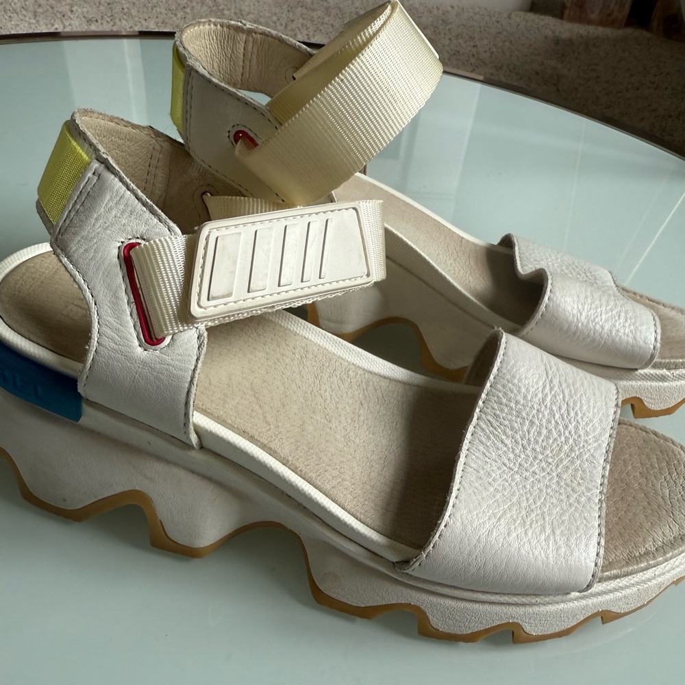 Sorel White and Blue Sandals with Adjustable Strap women’s 8 - Picture 2 of 5
